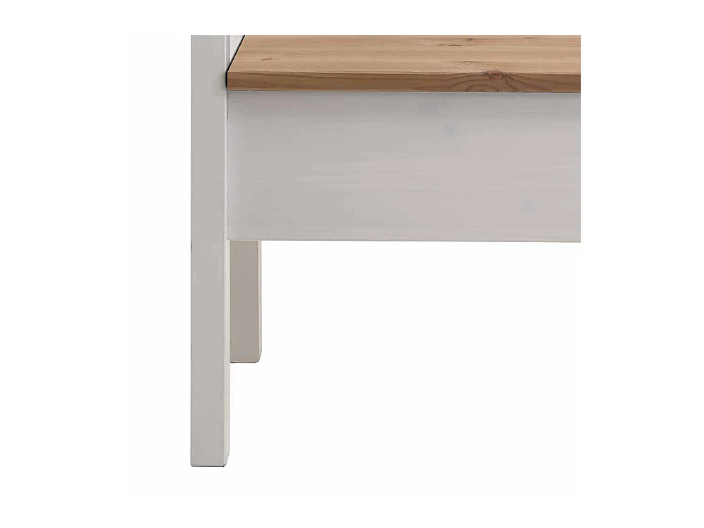 Stauraumbank in Weiß Kiefer massiv Landhaus