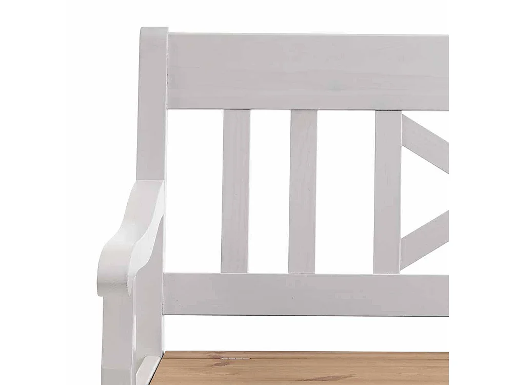 Stauraumbank in Weiß Kiefer massiv Landhaus