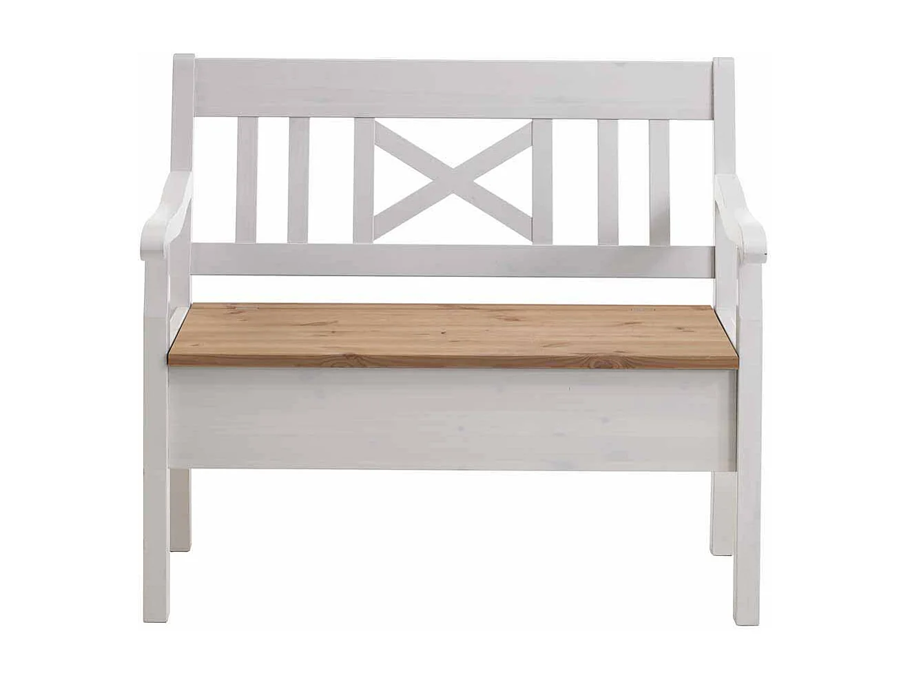 Stauraumbank in Weiß Kiefer massiv Landhaus