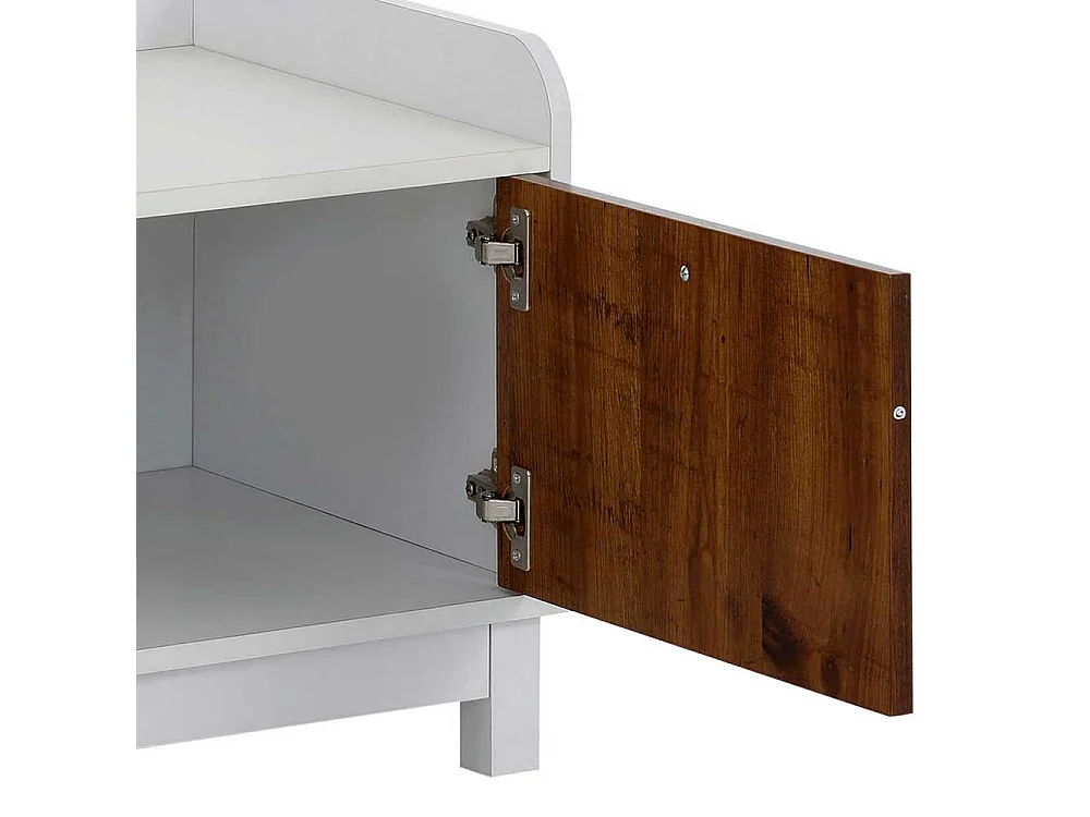 Garderobenbank in Wildeichefarben und Weiß 2 Türen