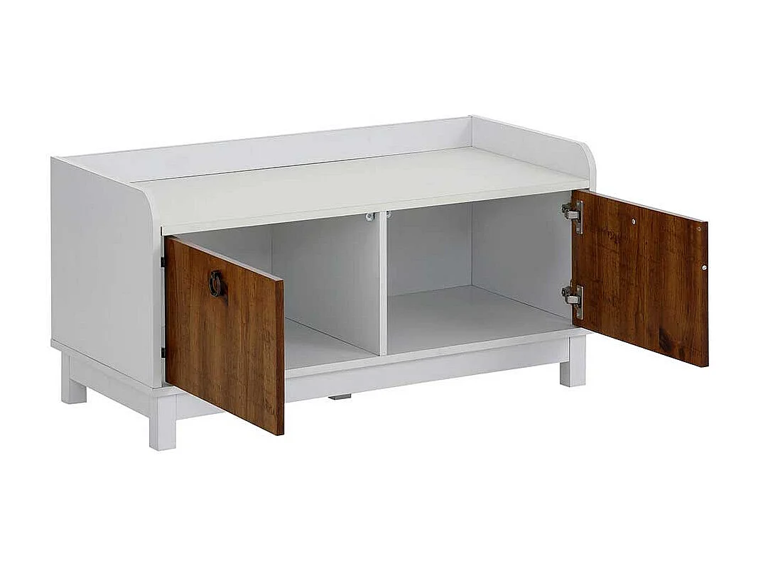 Garderobenbank in Wildeichefarben und Weiß 2 Türen