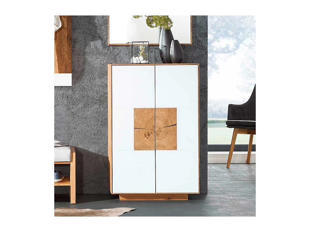 Garderoben Schuhschrank in Weiß Wildeiche Massivholz