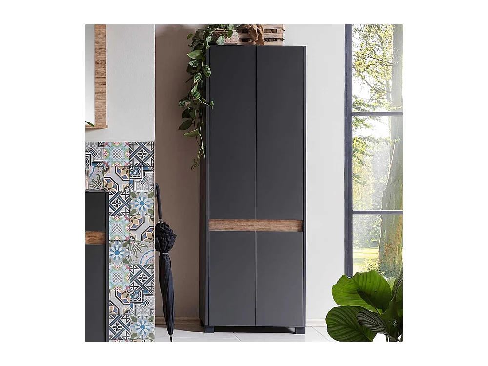 XL Garderobenschuhschrank in Wildeichefarben Anthrazit
