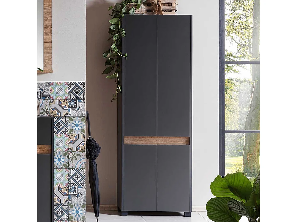 XL Garderobenschuhschrank in Wildeichefarben Anthrazit