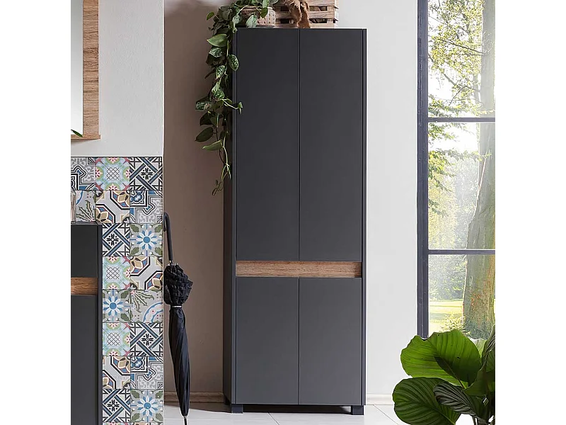 XL Garderobenschuhschrank in Wildeichefarben Anthrazit