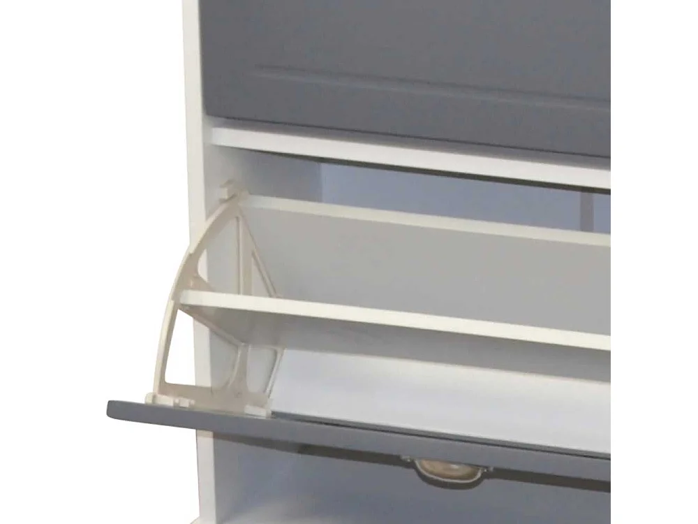 Garderobenschuhschrank in Grau und Weiß zwei Schuhklappen
