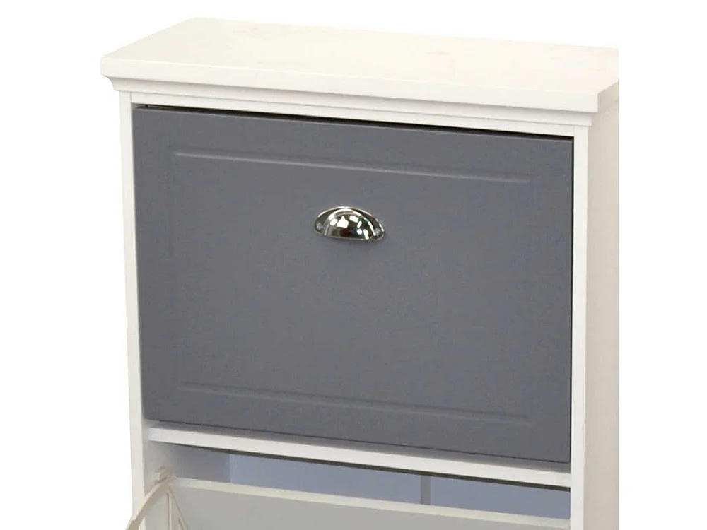 Garderobenschuhschrank in Grau und Weiß zwei Schuhklappen