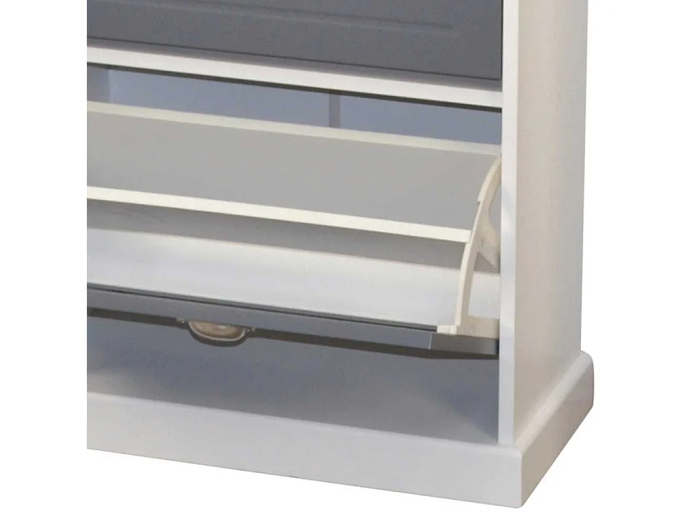 Garderobenschuhschrank in Grau und Weiß zwei Schuhklappen
