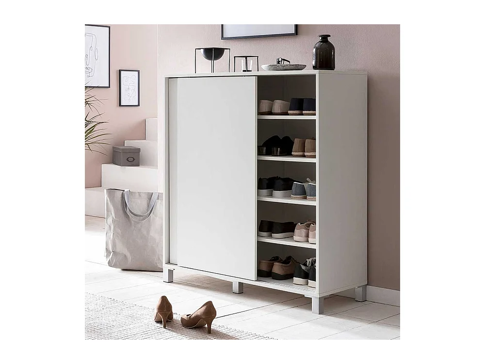 Schuh Schrank Schiebetüren in Weiß modern 100x108x38 cm