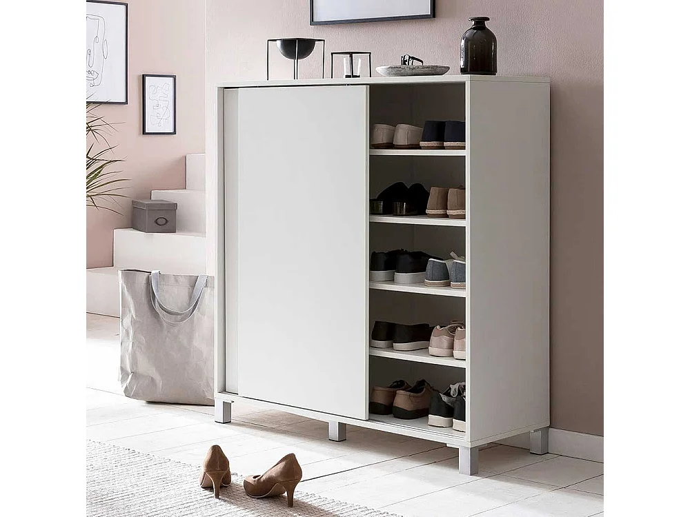Schuh Schrank Schiebetüren in Weiß modern 100x108x38 cm
