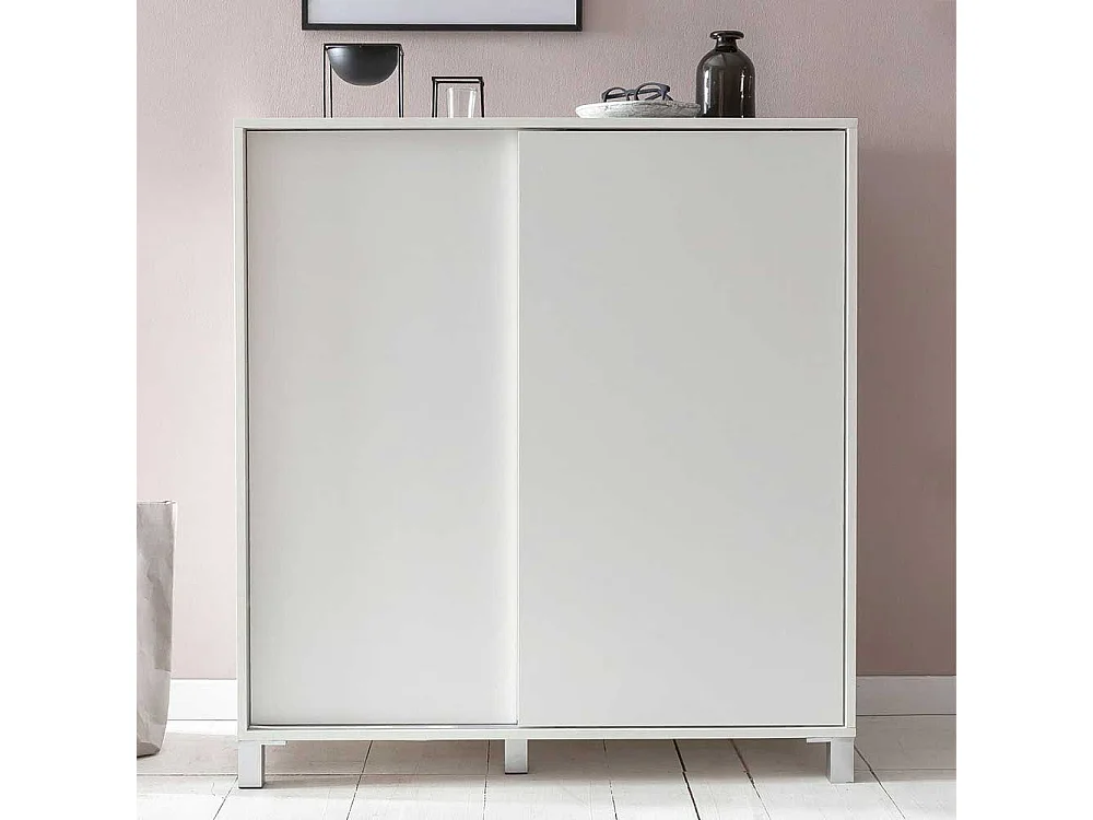 Schuh Schrank Schiebetüren in Weiß modern 100x108x38 cm