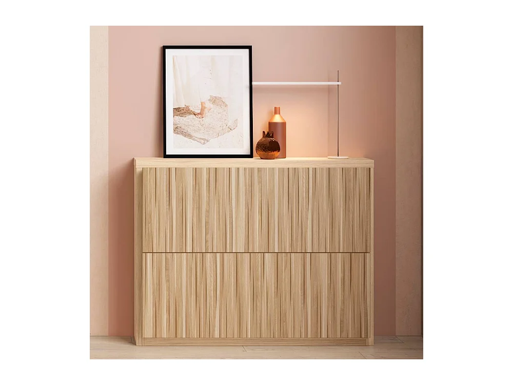 Schuh Klappschrank Schuhschrank 106 cm breit in Holzoptik foliert