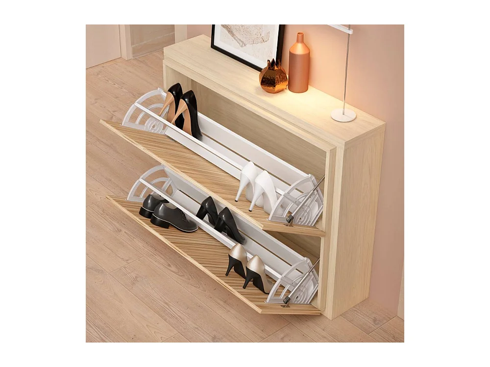 Schuh Klappschrank Schuhschrank 106 cm breit in Holzoptik foliert