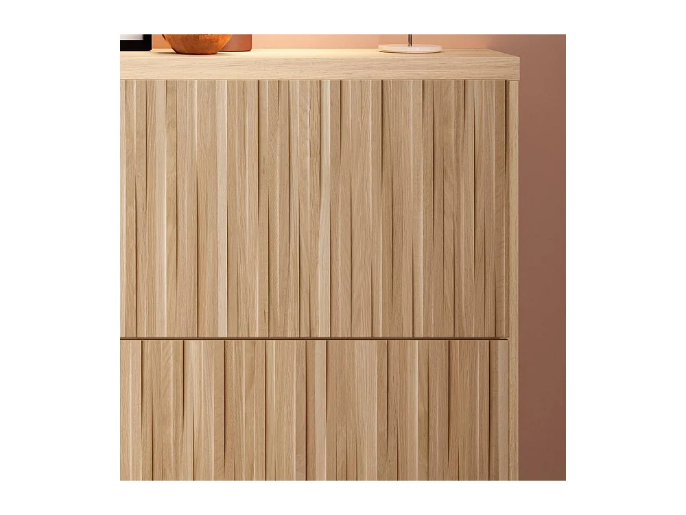 Schuh Klappschrank Schuhschrank 106 cm breit in Holzoptik foliert