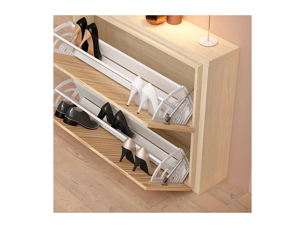 Schuh Klappschrank Schuhschrank 106 cm breit in Holzoptik foliert