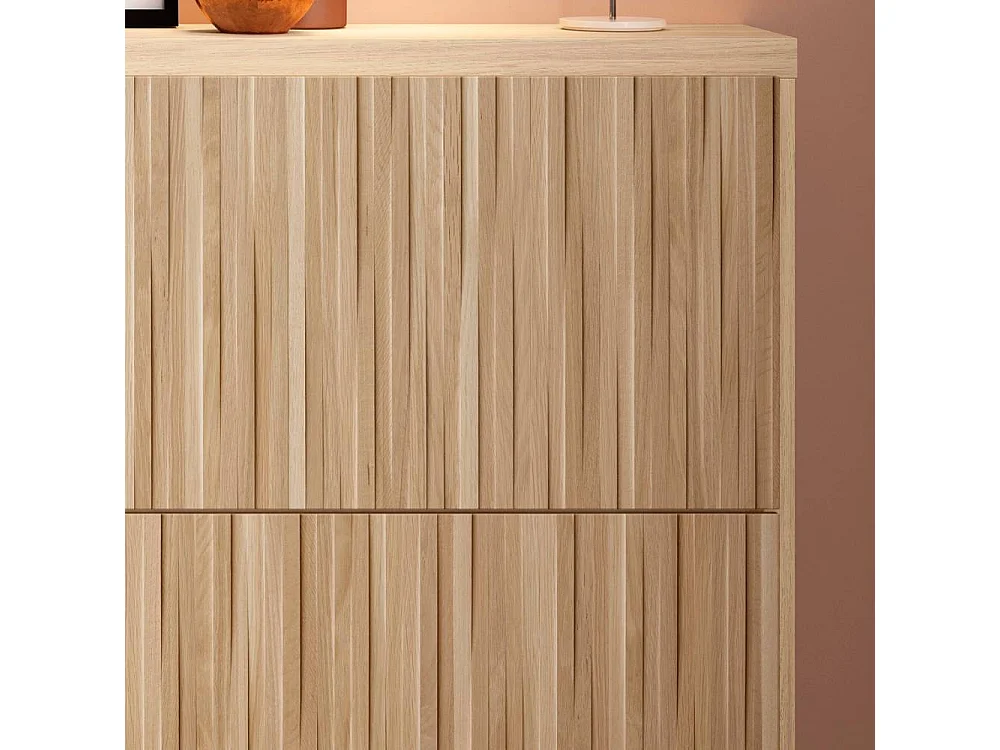 Schuh Klappschrank Schuhschrank 106 cm breit in Holzoptik foliert