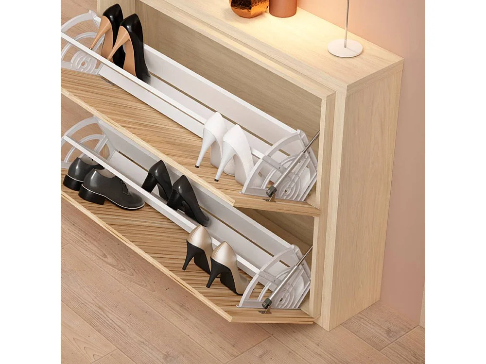 Schuh Klappschrank Schuhschrank 106 cm breit in Holzoptik foliert