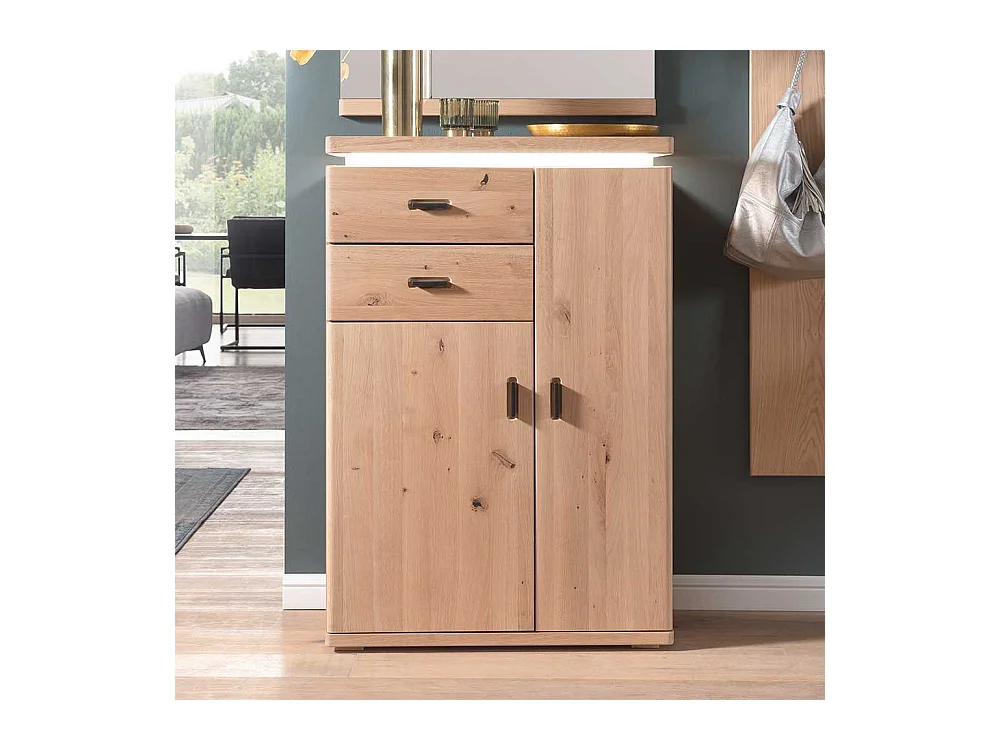 Dielenkommode in Eiche Bianco furniert LED Beleuchtung
