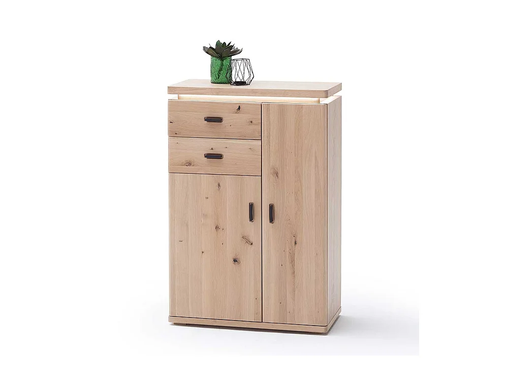 Dielenkommode in Eiche Bianco furniert LED Beleuchtung