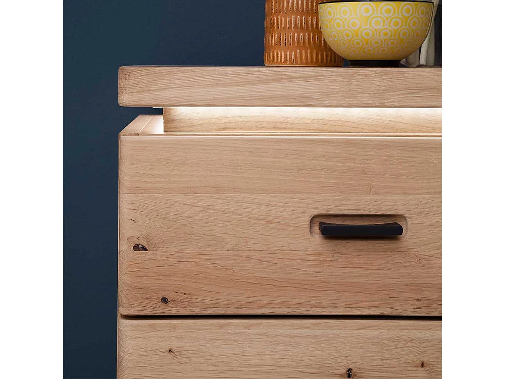 Dielenkommode in Eiche Bianco furniert LED Beleuchtung