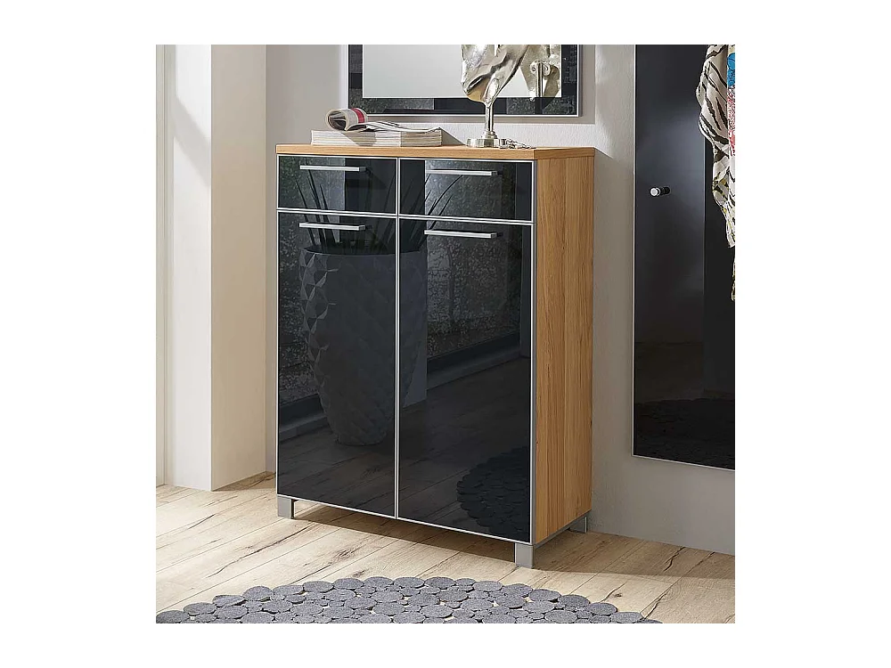 Design Schuhschrank in Anthrazit Glas beschichtet modern