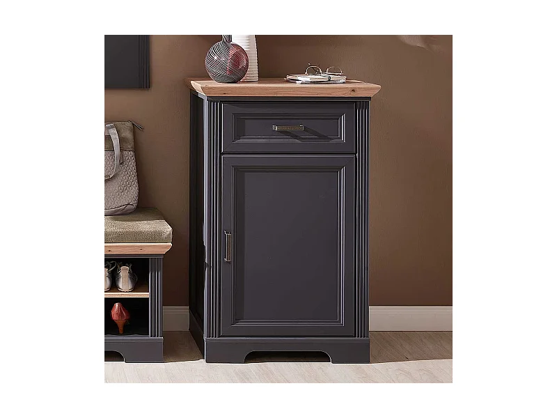 Schuhkommode in Dunkelgrau und Eichefarben Landhaus Design