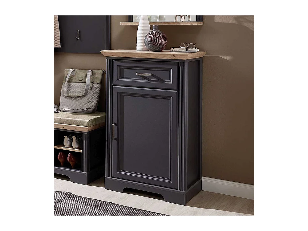Schuhkommode in Dunkelgrau und Eichefarben Landhaus Design