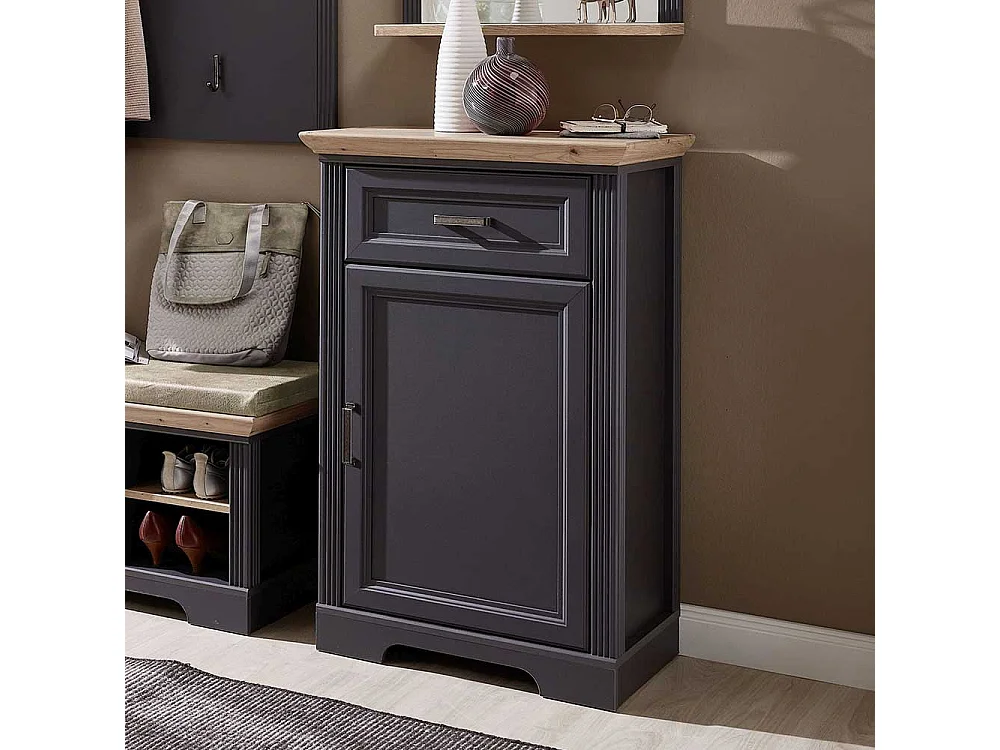 Schuhkommode in Dunkelgrau und Eichefarben Landhaus Design