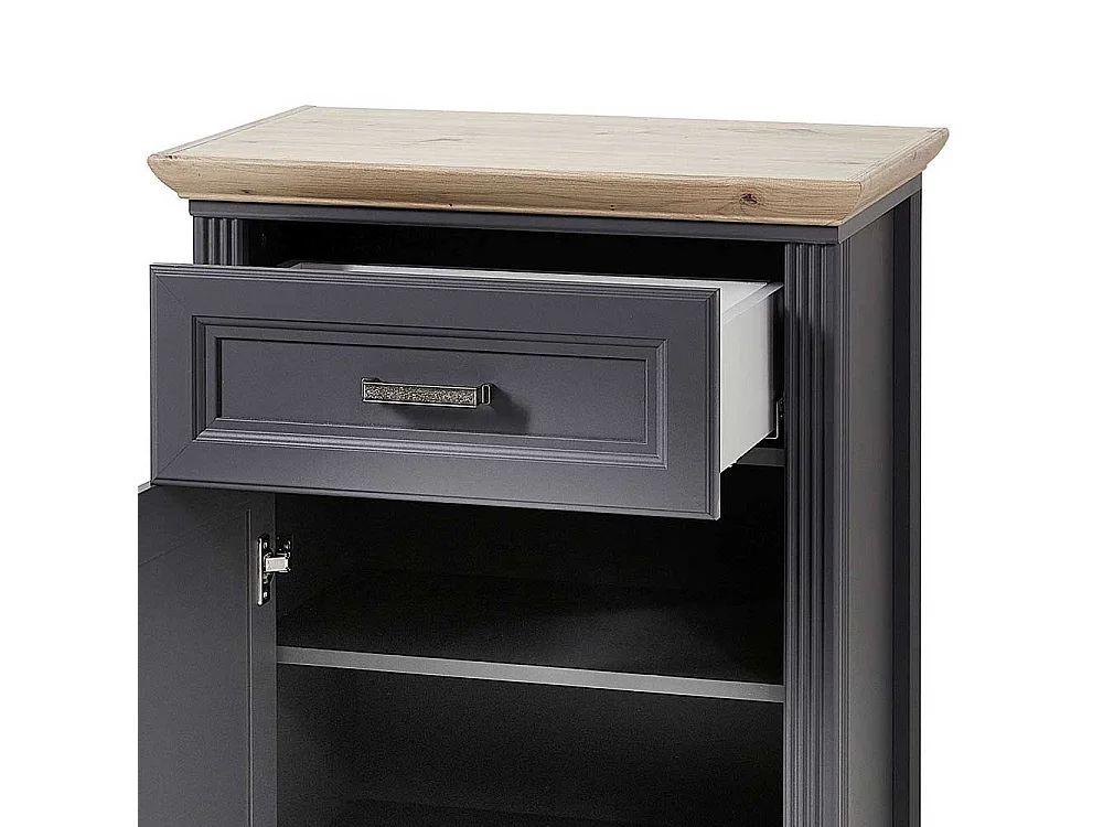 Schuhkommode in Dunkelgrau und Eichefarben Landhaus Design