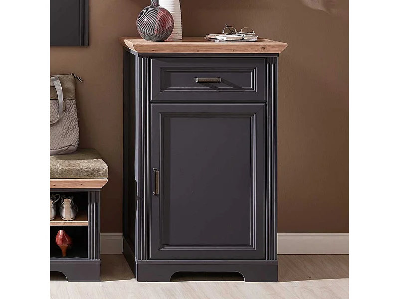 Schuhkommode in Dunkelgrau und Eichefarben Landhaus Design