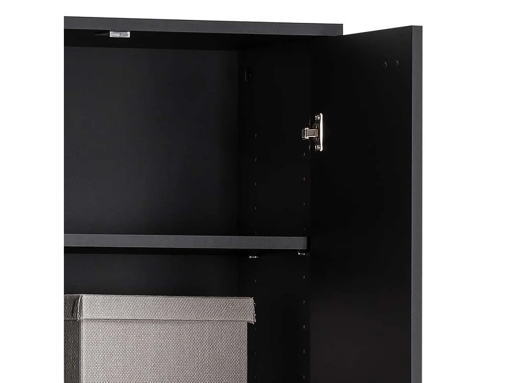 Schwarzer Schuh Schrank im Skandi Design vier Drehtüren