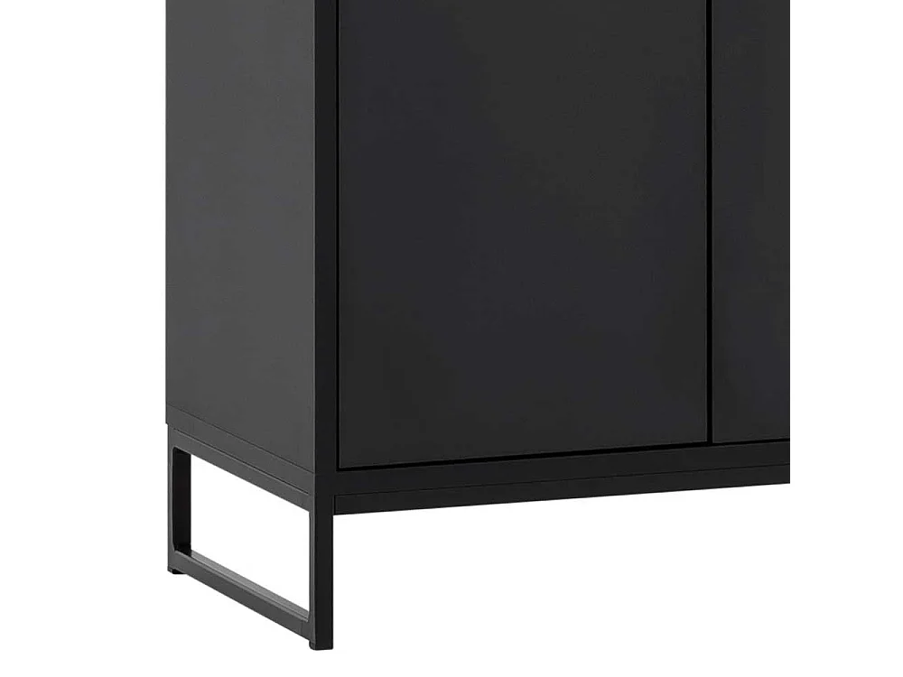 Schwarzer Schuh Schrank im Skandi Design vier Drehtüren