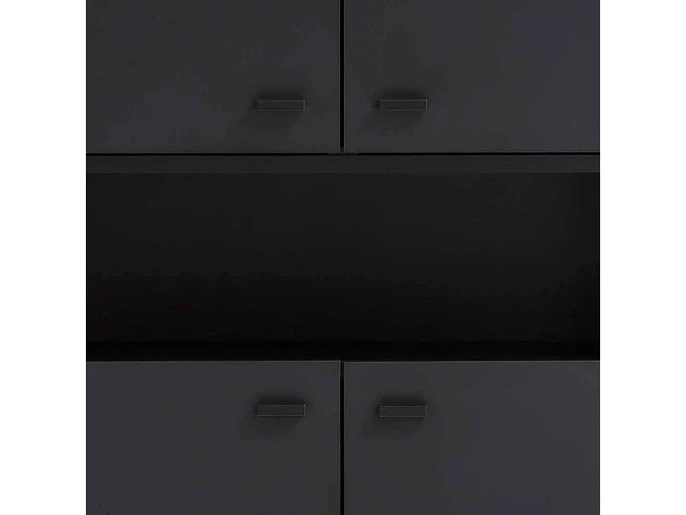 Schwarzer Schuh Schrank im Skandi Design vier Drehtüren