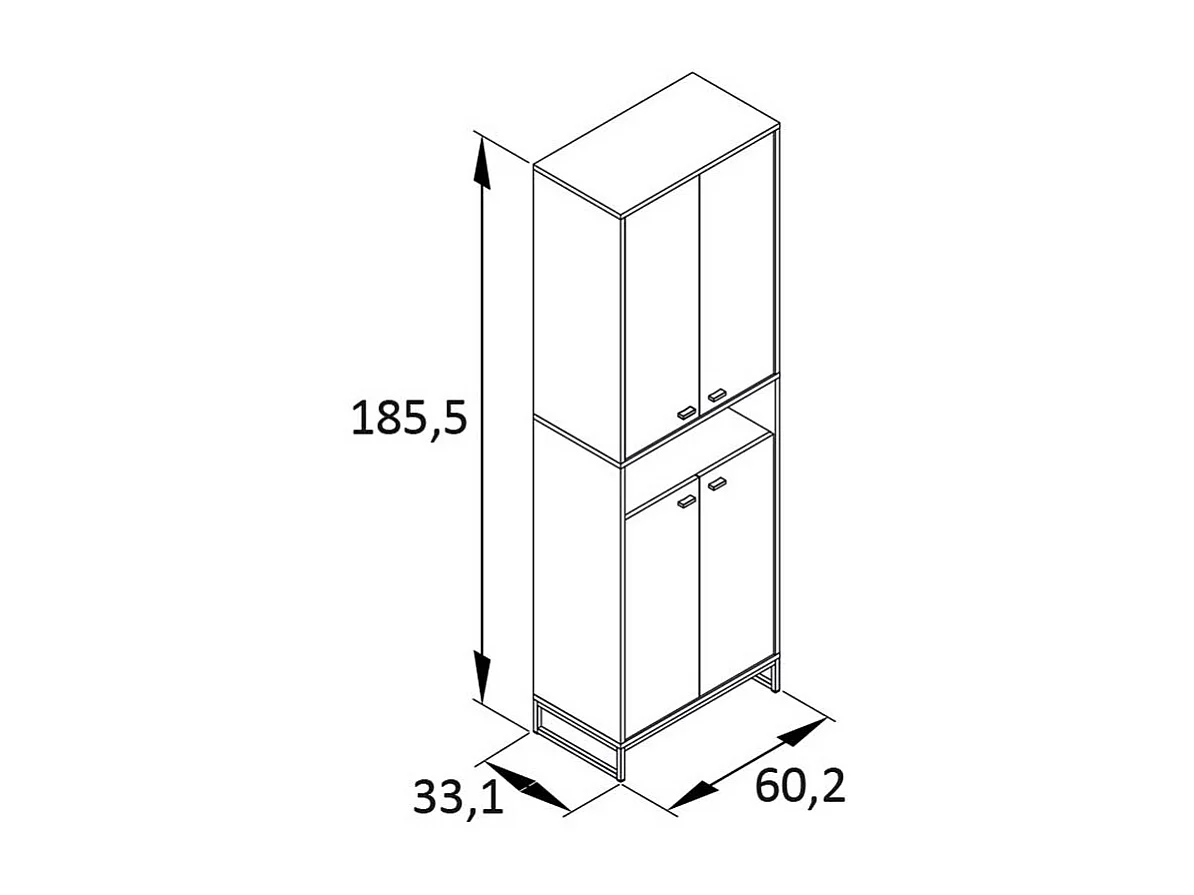 Schwarzer Schuh Schrank im Skandi Design vier Drehtüren