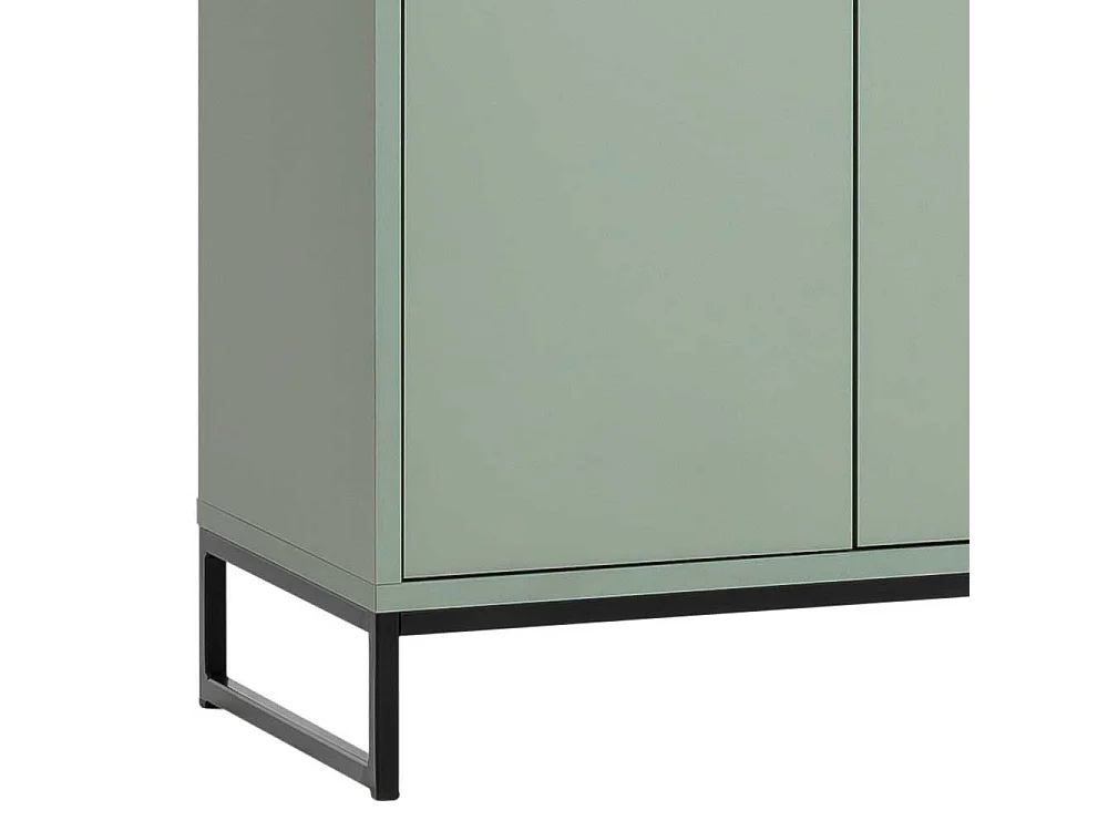 Graugrüner Schuh Schrank im Skandi Design Stangen Schuhablage