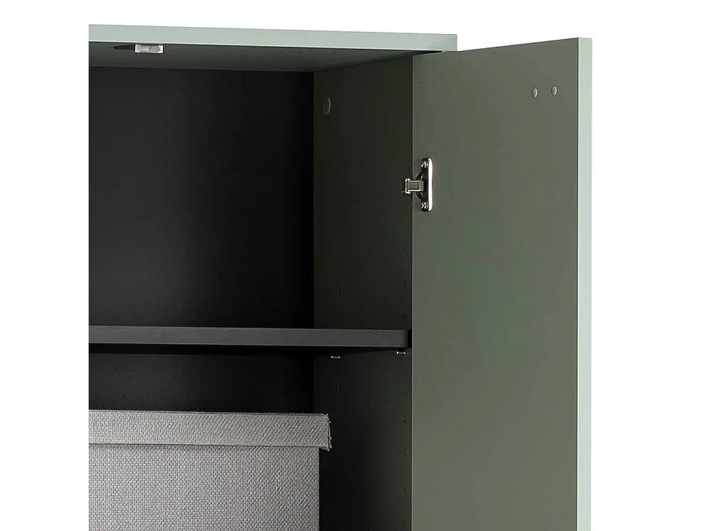 Graugrüner Schuh Schrank im Skandi Design Stangen Schuhablage