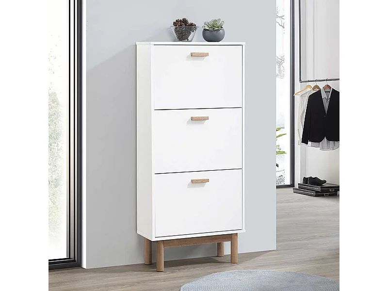 Schuhschrank Schuh Schrank in Weiß mit Vierfußgestell