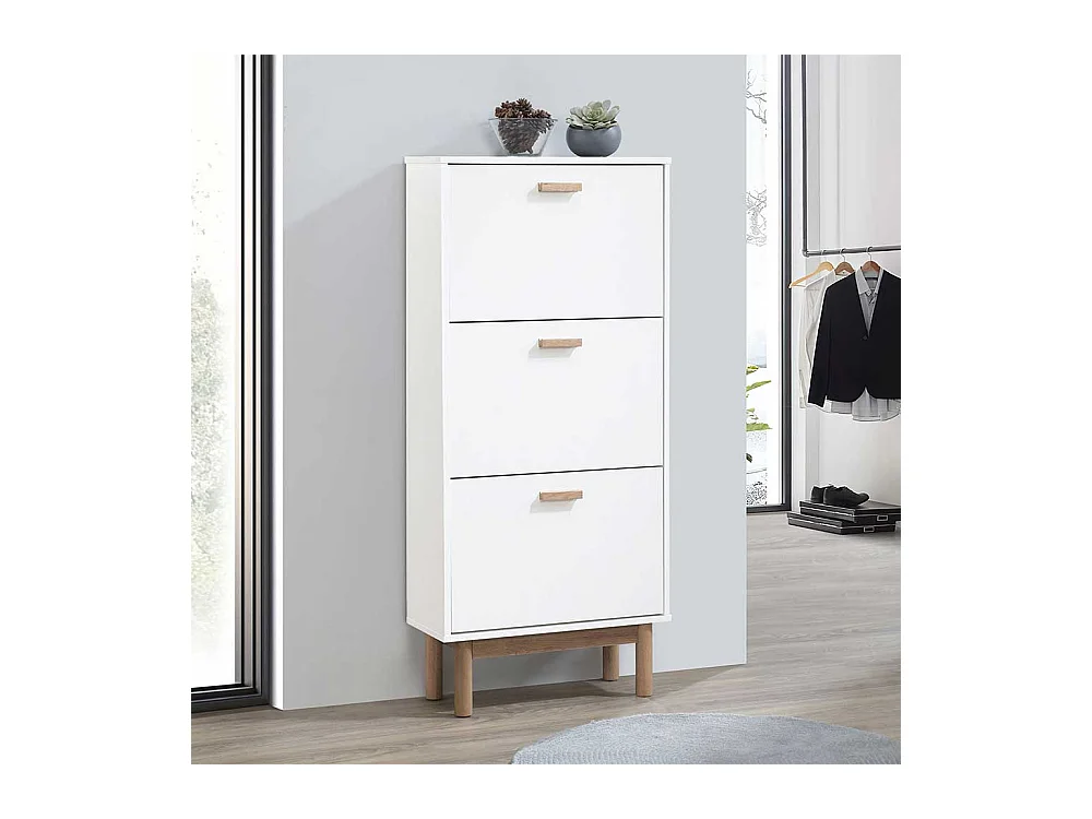 Schuhschrank Schuh Schrank in Weiß mit Vierfußgestell