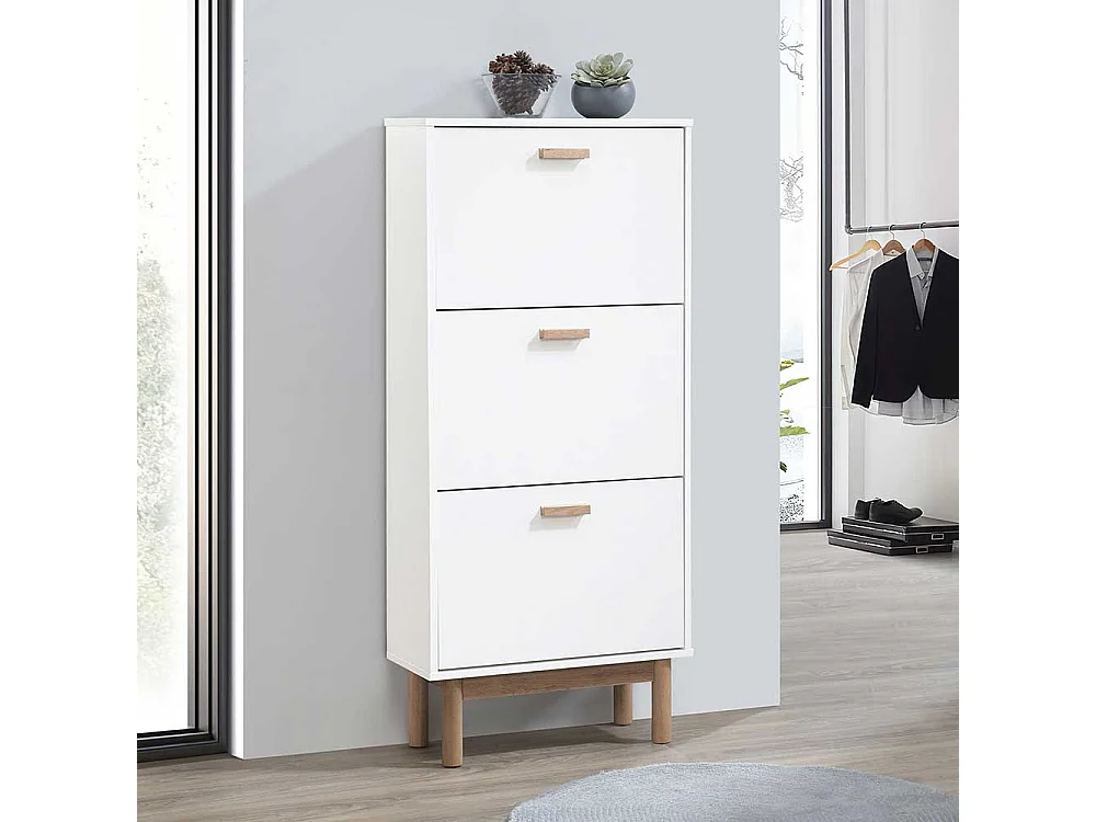 Schuhschrank Schuh Schrank in Weiß mit Vierfußgestell