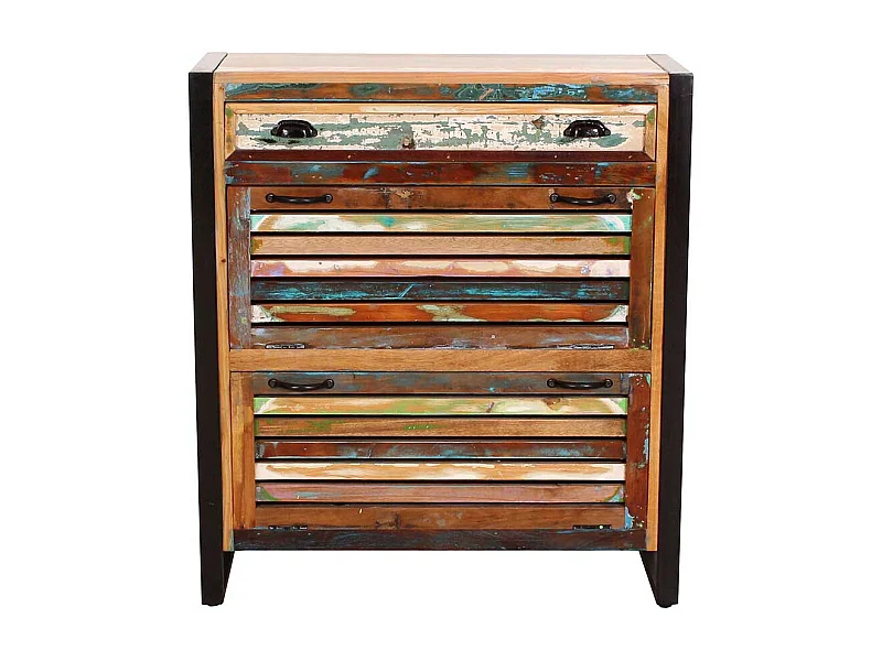 Schuhkipper in Bunt Recyclingholz und Metall