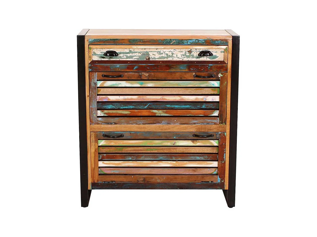 Schuhkipper in Bunt Recyclingholz und Metall