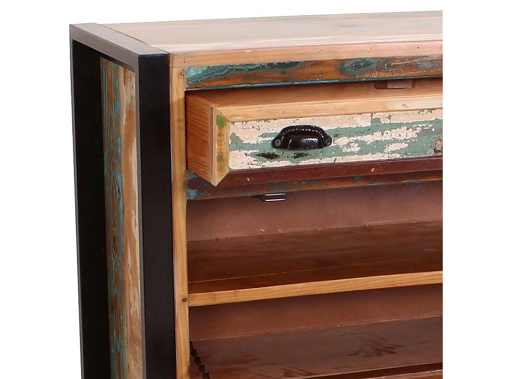 Schuhkipper in Bunt Recyclingholz und Metall