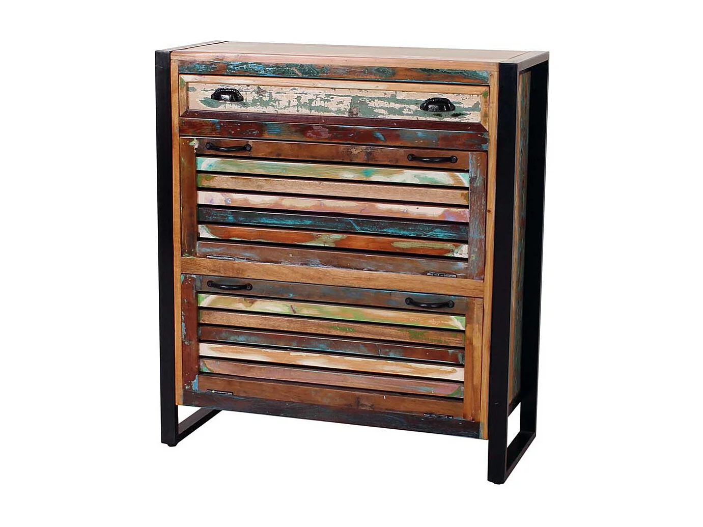 Schuhkipper in Bunt Recyclingholz und Metall