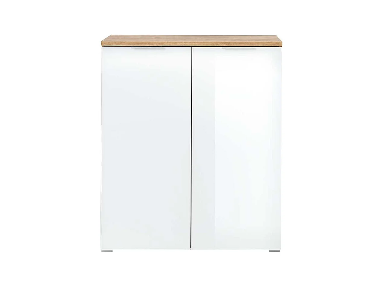 Garderobenschuhschrank in Weiß Glas beschichtet Eichefarben
