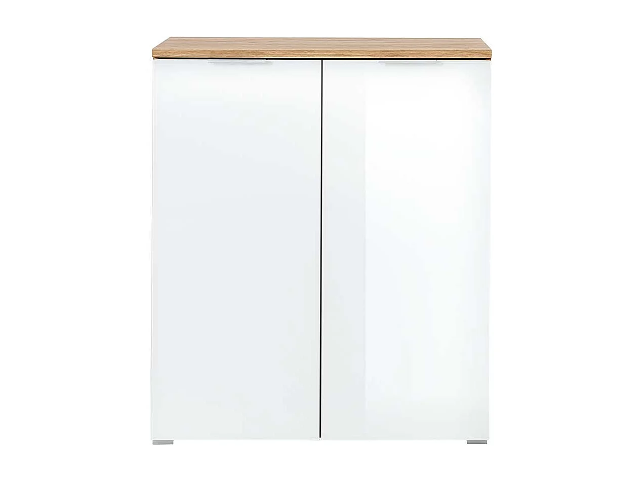 Garderobenschuhschrank in Weiß Glas beschichtet Eichefarben