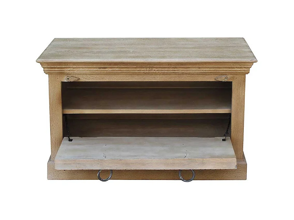 Schuhbank aus Mangobaum Massivholz Shabby Chic Stil Grey Wash