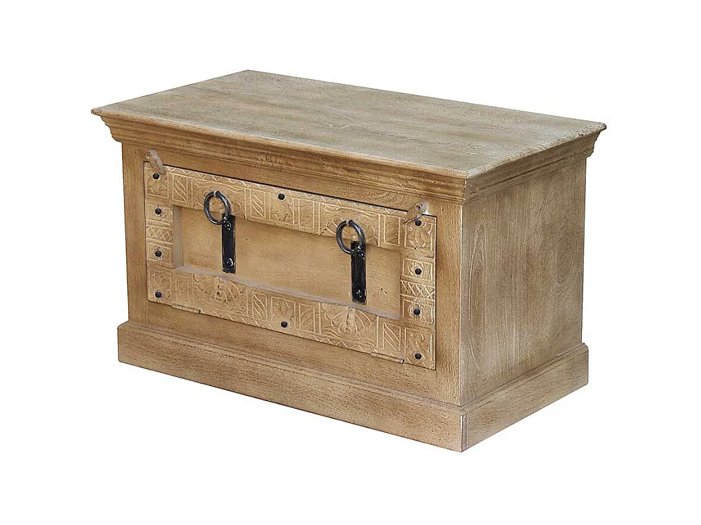 Schuhbank aus Mangobaum Massivholz Shabby Chic Stil Grey Wash