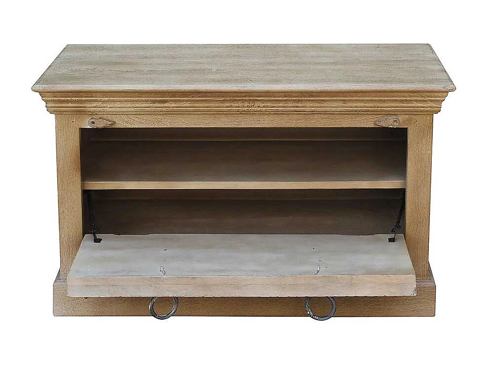 Schuhbank aus Mangobaum Massivholz Shabby Chic Stil Grey Wash