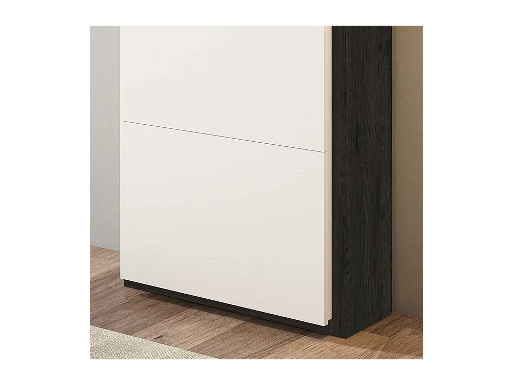 Schuhklappenschrank in Weiß und Schwarz 60 cm breit