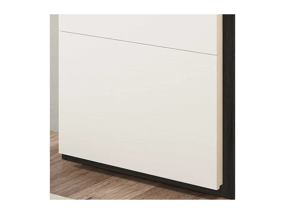 Schuhklappenschrank in Weiß und Schwarz 60 cm breit